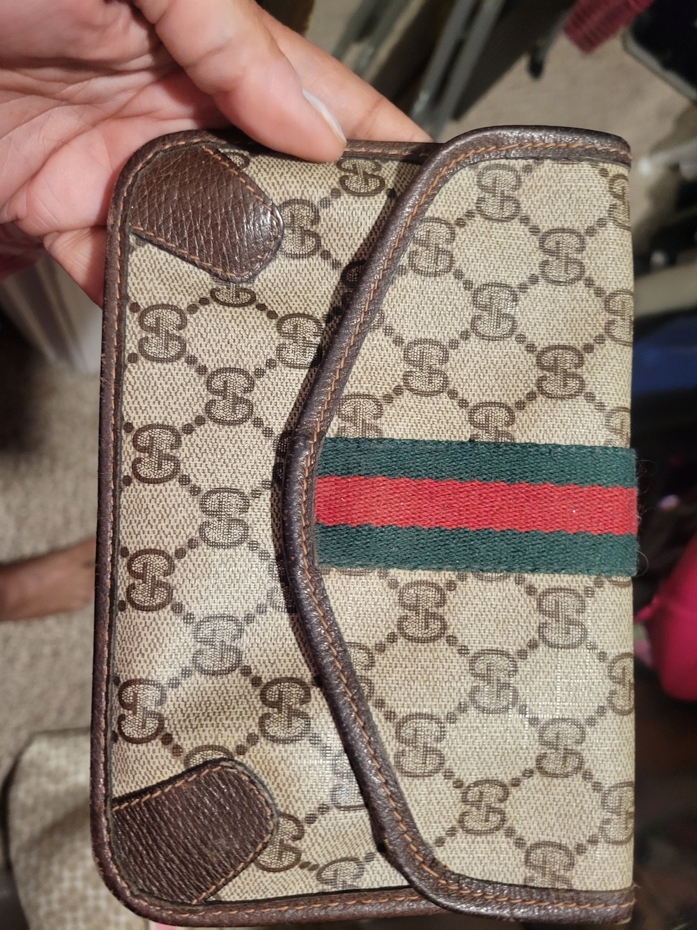 Vintage (From The 80s) Brown Gucci with Green-Red Stripe.
